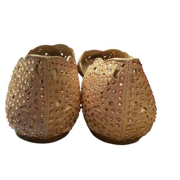 Betsey Johnson SB-Lucky Nude Rhinestone Cutout Flats Size 8M - Picture 3 of 6
